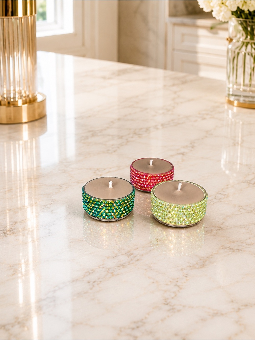 Bling Tealight Candle Trio